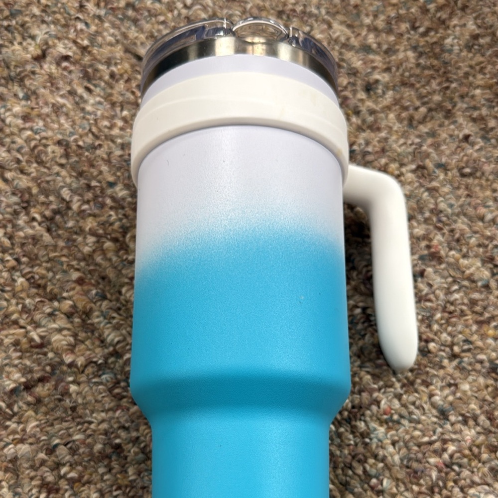 Ombre Blue and White Insulated Tumbler with Handle